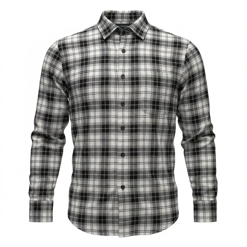 Banana Republic 100%‎ Cotton Untucked Fit Men's S Plaid Luxe Lumberjack Preppy